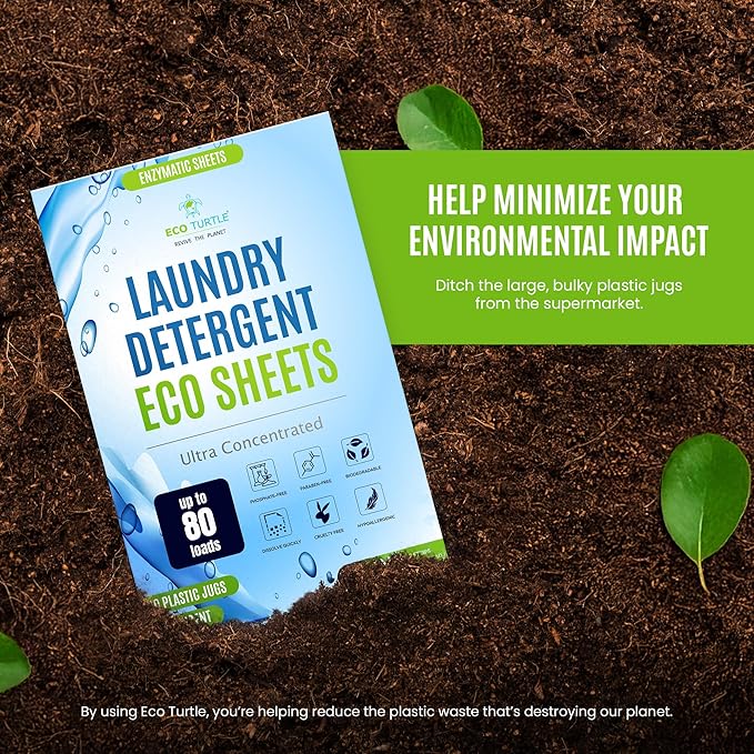 Eco-Friendly 80 Loads Ultra Concentrated Laundry Detergent Sheets - Stain-Fighting Enzymes & Plant Powered Sheets, Liquidless Soap Travel-Friendly for Hot/Cold Cycles, Tackles Tough Stains & Odors
