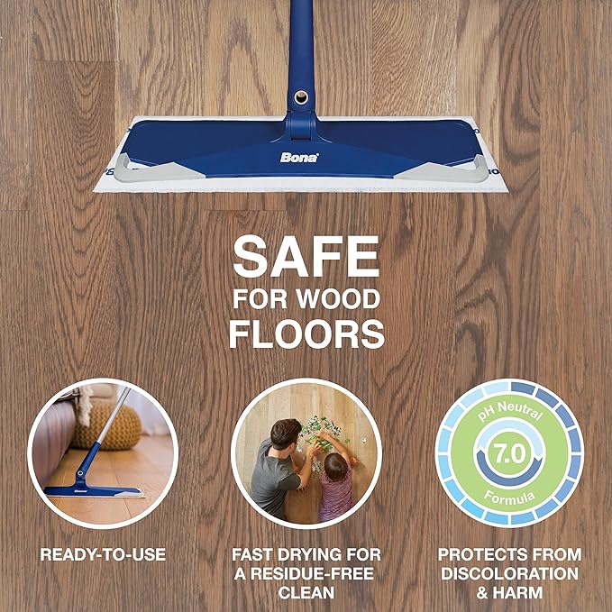 Bona Hardwood Floor Disposable Wet Cleaning Pads - 12 cleaning pads per pack - unscented - Use Mops - Residue-Free Floor Cleaning Solution for Wood Floors (Pack of 2)