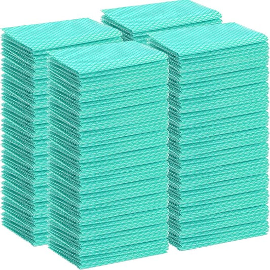 Tioncy 400 Pcs Disposable Cleaning Cloths Reusable Handy Wipes for Kitchen Multi-Purpose Dish Towels and Dish Cloths Absorbent Cleaning Cloth Cleaning Wipes for Kitchen and Home(Green)
