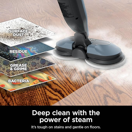 Shark Steam & Scrub Steam Mop, Scrubbing & Sanitizing, 2 Steam Modes, Rotating Pads, XL Water Tank, Swivel Steering, Designed for Hardwood, Marble, Tile, and Stone, Blue, S8000