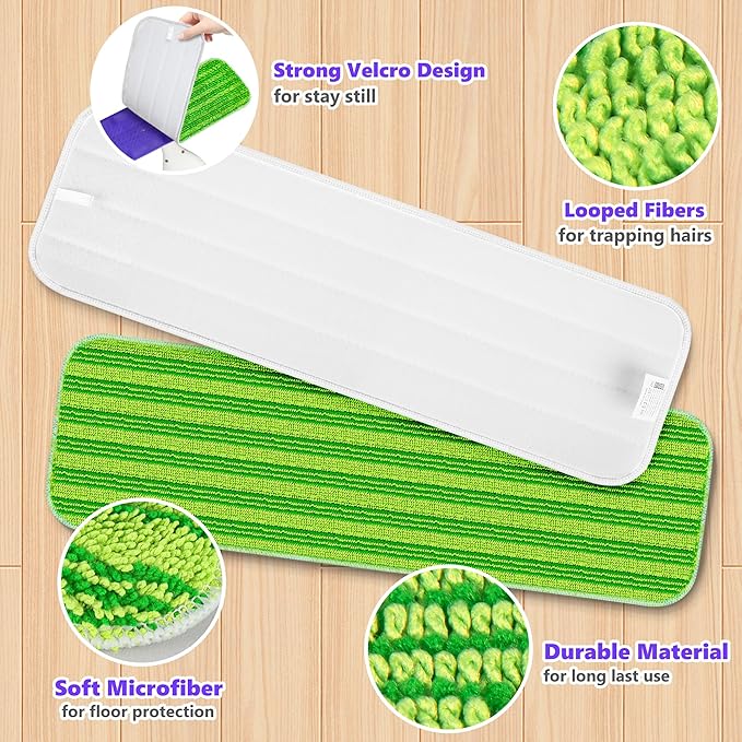 Reusable Mop Pads Compatible with Swiffer PowerMop, Microfiber Mop Pads Refills Mop Heads Replacement for Swiffer Mop Spray Mop Floor Mop, Washable Reusable Floor Mopping Refills, 5 Pack