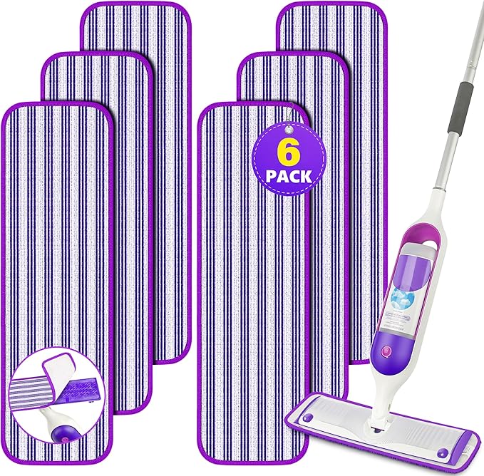 Reusable Mop Pads Refills for Swiffer PowerMop - Microfiber Wet Pads Refill Spray Mop Reusable Pads for Swiffer Mop, Also can be Disposable Power Mop Pads Refills for Multi-Surface Cleaning, 6PCS