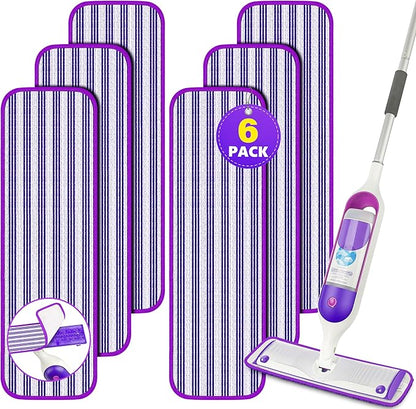 Reusable Mop Pads Refills for Swiffer PowerMop - Microfiber Wet Pads Refill Spray Mop Reusable Pads for Swiffer Mop, Also can be Disposable Power Mop Pads Refills for Multi-Surface Cleaning, 6PCS