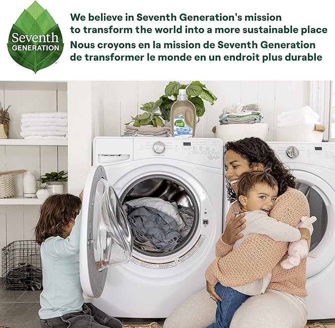 Seventh Generation Concentrated Laundry Detergent, Free and Clear Unscented, 66 loads, 50 Fl Oz (Packaging May Vary)