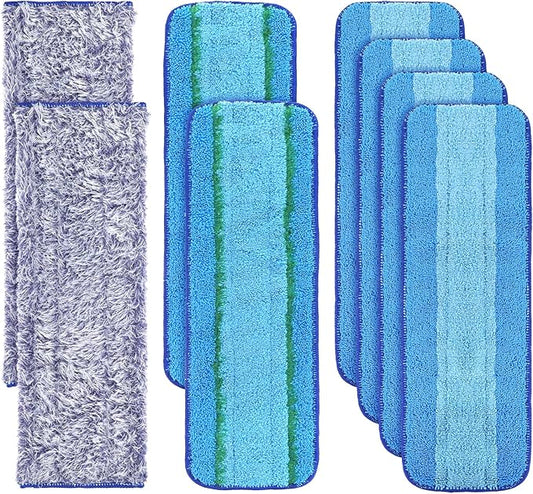 8 Pack Microfiber Cleaning Pad for Hardwood & Hard Surface Floors Dry Wet Floor - Includes 6 Microfiber Cleaning and 2 Dusting Pad - Mop for 18 Inch Mop