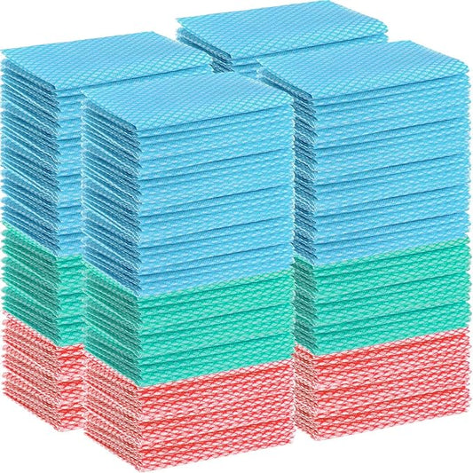 Tioncy 400 Pcs Disposable Cleaning Cloths Reusable Handy Wipes for Kitchen Multi-Purpose Disposable Cleaning Towels and Dish Cloths Absorbent Cleaning Cloth Wipes for Kitchen and Home(Colorful)