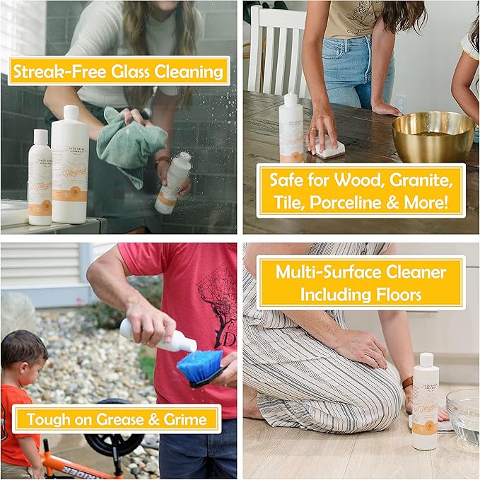 100% Organic All Purpose Cleaner | Household Cleaning | Multi Surface | Glass | Kitchen Countertop | Bathroom Toilet Tub & Shower | Non Toxic | Hypoallergenic | Hyper Concentrated | Tangerine