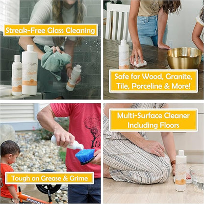 100% Organic All Purpose Cleaner | Household Cleaning | Multi Surface | Glass | Kitchen Countertop | Bathroom Toilet Tub & Shower | Non Toxic | Hypoallergenic | Hyper Concentrated | Tangerine