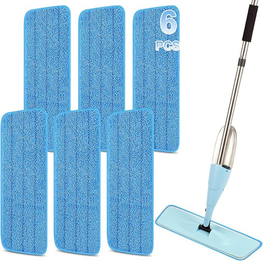16.5 Inch Reusable Mop Pads Microfiber Spray Mop Replacement Heads for Wet/Dry Mops Compatible with Bona Floor Care System (6 Pack)