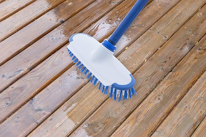 Superio Deck Scrub Brush with Long Handle 54", Heavy Duty Stiff Bristles Grout Scrubber with Scraper - Cleans Hot Tub, Swimming Pool, Granite Tiles, Bathroom, Patio, Kitchen, Wall and Deck (2, 54")…