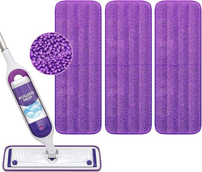 Reusable Power Mop Pads Compatible with Swiffer PowerMop Mop - Swifter Power Mop Pads Refills - Washable Microfiber Pads for Multi-Surface Floor Cleaning, 3 Pack
