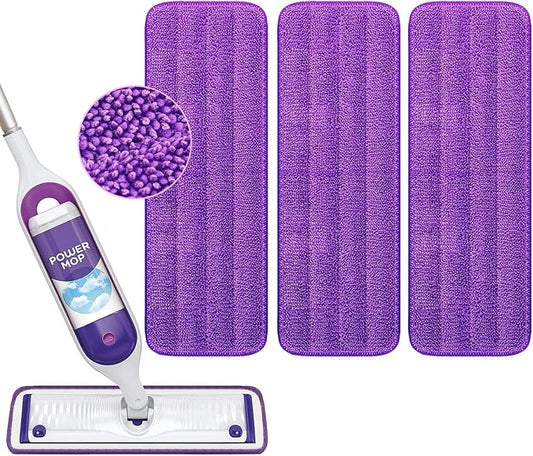 Reusable Power Mop Pads Compatible with Swiffer PowerMop Mop - Swifter Power Mop Pads Refills - Washable Microfiber Pads for Multi-Surface Floor Cleaning, 3 Pack