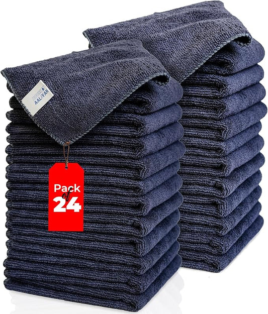 Microfiber Cleaning Cloth - Pack of 24 (12.5"x12.5") Gray Color, Non-Abrasive, Ultra-Absorbent, Lint-Free Towels for Cars, Reusable Cleaning Rags