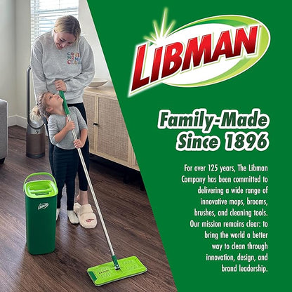 Libman Rinse 'n Wring Mop and Bucket System | Microfiber Floor Mop | Hardwood Floor Cleaner | Wet & Dry Mop | Clean & Dirty Water Chambers | Power Blades | 2 Total Microfiber Pads,Green