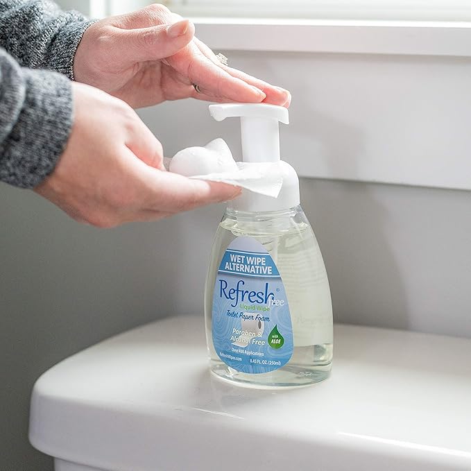 Refresh Liquid Wipe Free: Toilet Paper Foam Dispenser Refill for Sensitive Skin. Eco-Friendly Flushable Wet Wipe Alternative with Witch Hazel and Aloe. 8 oz Refill.…