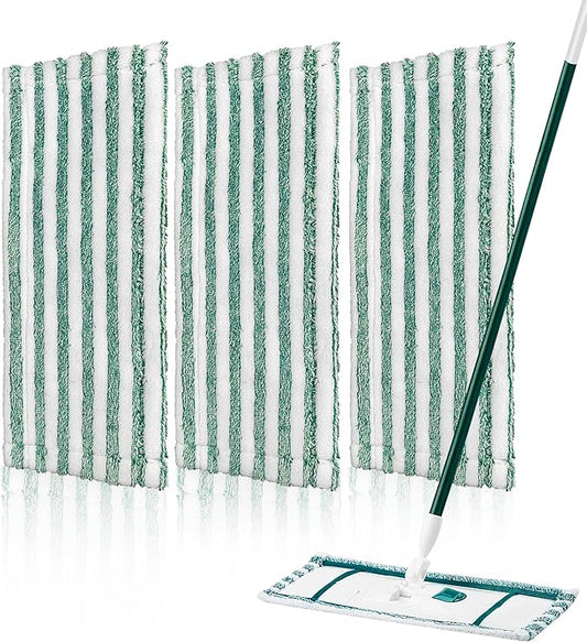 3 Pack Microfiber Mop Pads Refills Compatible with Libman Wet &Dry Dust Mops, Reusable Washable Replacement Mop Heads for Floor Cleaning, Easy to Install and Remove Flat Mop, 18Inch