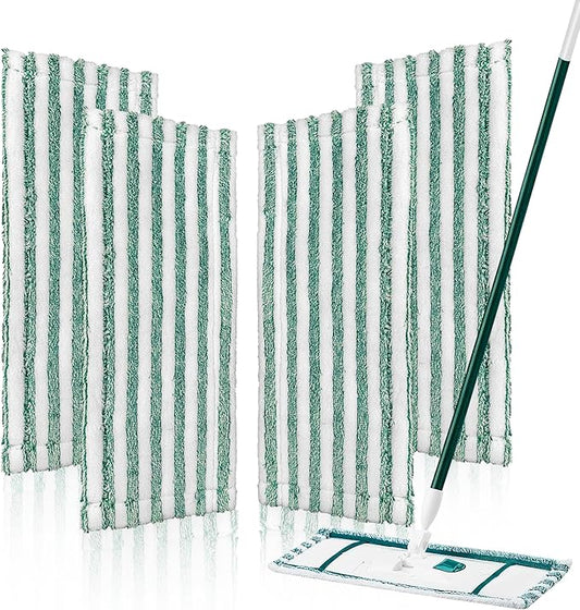 4 Pack Microfiber Mop Pads Refills Compatible with Libman Wet &Dry Dust Mops, Reusable Washable Replacement Mop Heads for Floor Cleaning, Easy to Install and Remove Flat Mop, 18Inch