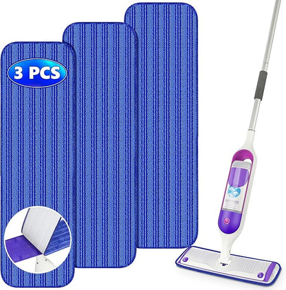 Reusable Mop Pads Compatible with Swiffer PowerMop, Microfiber Mop Pads Refills Mop Heads Replacement for Swiffer Mop Spray Mop Floor Mop, Washable Reusable Floor Mopping Refills, 3 Pack