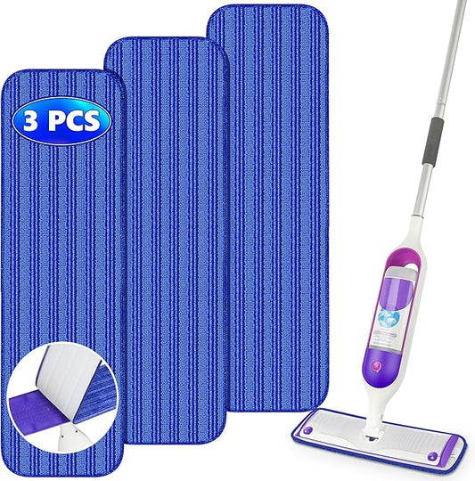 Reusable Mop Pads Compatible with Swiffer PowerMop, Microfiber Mop Pads Refills Mop Heads Replacement for Swiffer Mop Spray Mop Floor Mop, Washable Reusable Floor Mopping Refills, 3 Pack