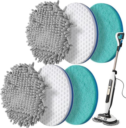 S7000 Series Upgraded Steam&Scrub Mop Pads Kit for Shrak,S8201 S8001 S7001 S7201 S7000AMZ S7005 S7020 S7001C All-in-One Hard Floor Steam Mop (2Green2White2Grey)