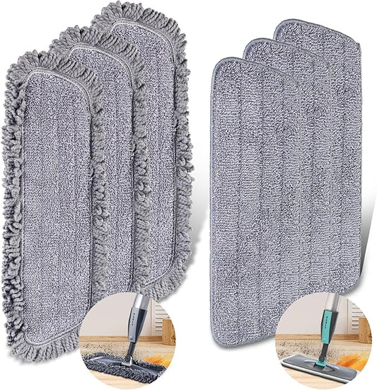 6 Pack/Set Microfiber Spray Mop Pad Compatible with Swiffer PowerMop and Bona Mop, 16*5.5“ Spray Mop Pads Refills, Reusable Machine Washable Wet Dry Use for Any Floor Types Cleaning Mop Refills