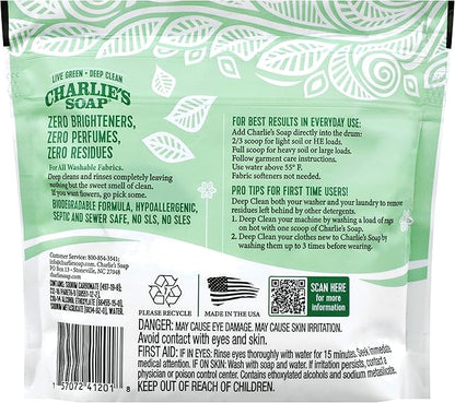 Charlie's Soap - Unscented Laundry Powder 50 Loads (Six 50-load Bags, 300 Total Loads)