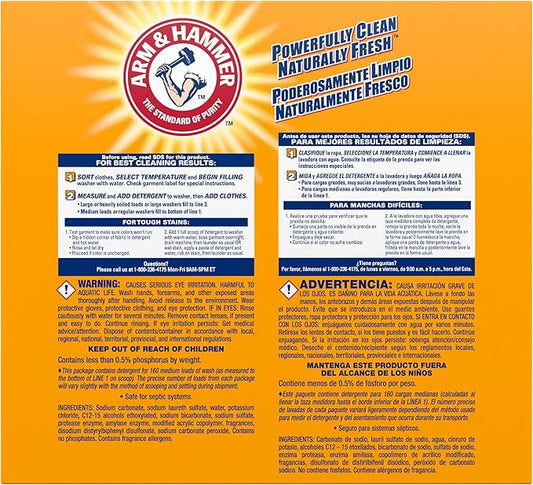 Arm & Hammer Powder Laundry Detergent, Clean Burst Scent, 9.86 lb (Pack of 3)