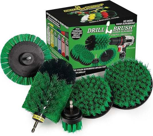 Rotating Nylon Spin Scrubber - Grout and Oven Cleaner Brush Set - Kitchen Cleaning Supplies - Gap Cleaning Brush Kit- Stainless Steel Appliances - Washing Machine, Microwave, Air Fryer & Wall Cleaner