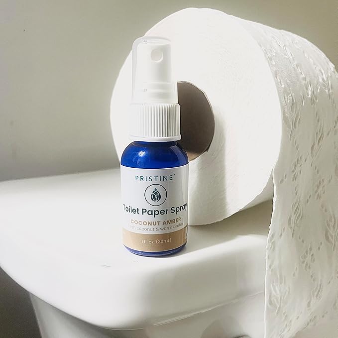 Toilet Paper Spray - As Seen on Shark Tank, More Natural Flushable Wet Wipes Alternative, Spray Toilet Paper to Create Flushable Wipe, Coconut Amber, 1 fl oz Travel Size
