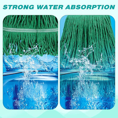 Roshtia 16 Pack Commercial Mop Head Replacements Looped End Wet Heavy Duty Mop Heads Cotton String Mops Industrial Cleaning Refills for Commercial Industrial Home(Green)