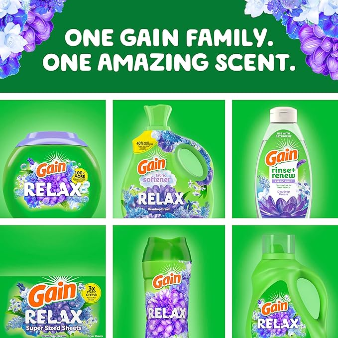 Gain Liquid Fabric Softener (Fabric Conditioner), Relax, 101 fl oz, 151 Loads