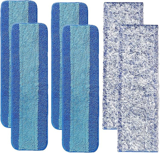MZY LLC 6 Pcs Microfiber Cleaning Pad for Bona, Washable Reusable Pads for Bona Hardwood Floor Cleaner, 18 Inch Mop Pad for Bona Mop(4 Microfiber Cleaning Pads + 2 Dusting Pads)