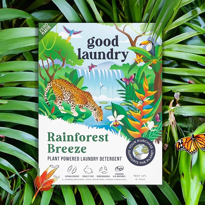 Detergent Sheets - Rainforest Breeze Scented (60 Loads) - Eco-Friendly Laundry Detergent Sheets, Hypoallergenic, No Plastic Jugs or Waste - Based in the USA
