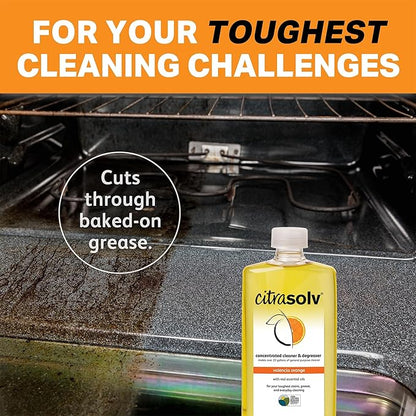 Citra Solv Concentrated Household Cleaner & Degreaser -Valencia Orange Scent 8 fl oz Safe, Effective, and Versatile Cleaning Solution, Natural Ingredients Non Toxic,Biodegradable, Made in USA (12)