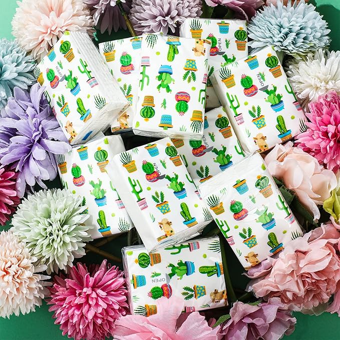 100 Pcs Pocket Tissues Packs Small Travel Tissue Personal Facial Tissues Eucalyptus Leave Pocket Tissues Cute Individual Facial Tissue Packs for Wedding Party Favors
