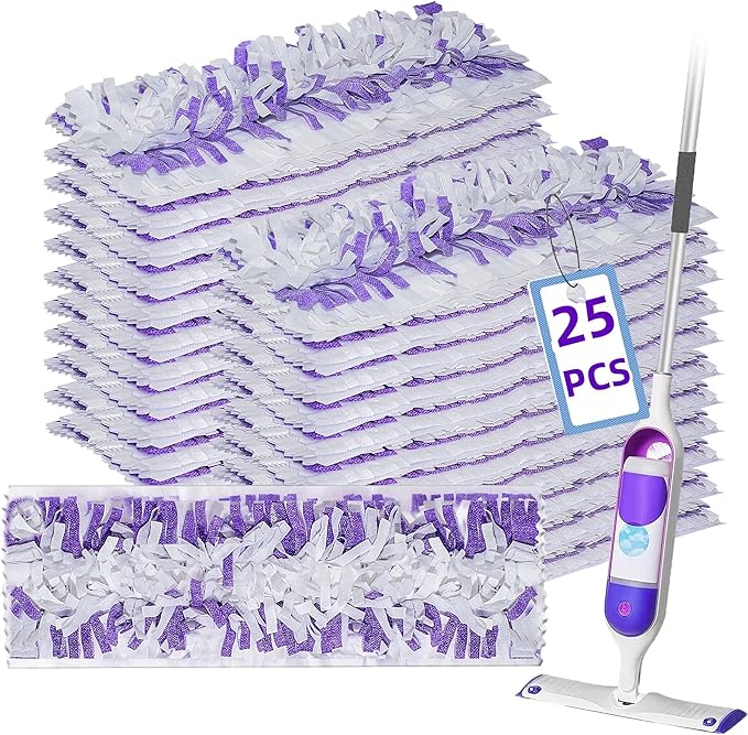 Disposable Mopping Pad Refills Compatible with Swiffer PowerMop Multi-Surface Mop and PowerMop Wood Mop, Spray Clean Pads Replacement (Purple -25)