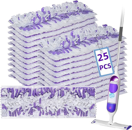 Disposable Mopping Pad Refills Compatible with Swiffer PowerMop Multi-Surface Mop and PowerMop Wood Mop, Spray Clean Pads Replacement (Purple -25)