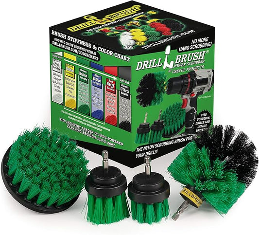 Crock Pot Scrubber - Cast Iron Skillet - Cleaning Supplies - Drill Brush Kitchen Cleaning Kit - Cutting Board, Stove, Sink, Counter-Top, Baseboard, Trash Can, Tile and Flooring - Grout Cleaner
