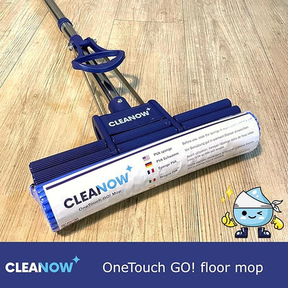 OneTouch GO! Floor Cleaner - Floor Mop with Wringing Function - Sponge Mop for Cleaning Floors - PVA Sponge and Stainless Steel Handle