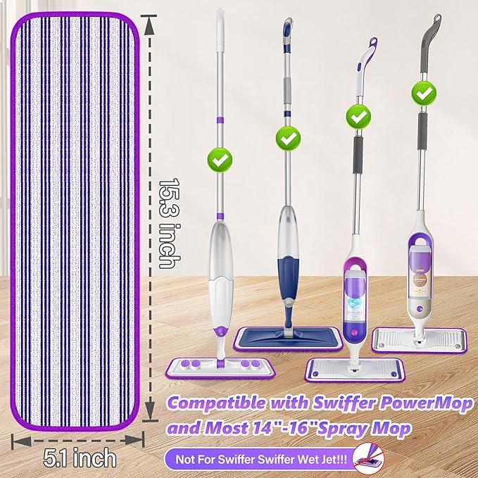 Reusable Mop Pads Refills for Swiffer PowerMop - Microfiber Wet Pads Refill Spray Mop Reusable Pads for Swiffer Mop, Also can be Disposable Power Mop Pads Refills for Multi-Surface Cleaning, 24PCS