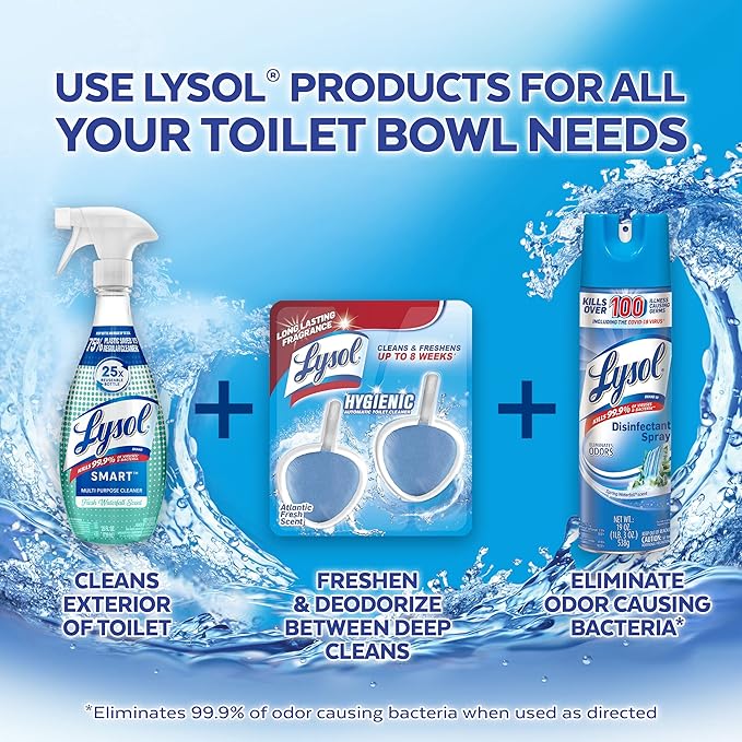 Lysol Automatic In-The-Bowl Toilet Cleaner, Cleans and Freshens Toilet Bowl, Atlantic Fresh Scent, 2 Count (Pack of 2)