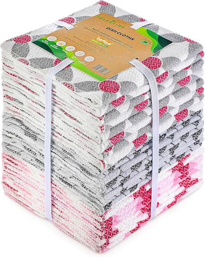 Eco-Friendly Reusable Dish Cloth Set – 24-Pk Multipurpose Kitchen Cleaning Cloth Made from Recycled Materials – Absorbent, Dish Towels & Non-Scratch Cleaning Rags, 12x12 in.
