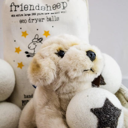 Friendsheep Wool Dryer Balls 6 Pack XL Organic Premium Reusable Cruelty Free Handmade Fair Trade No Lint Fabric Softener Star - Stars Galore