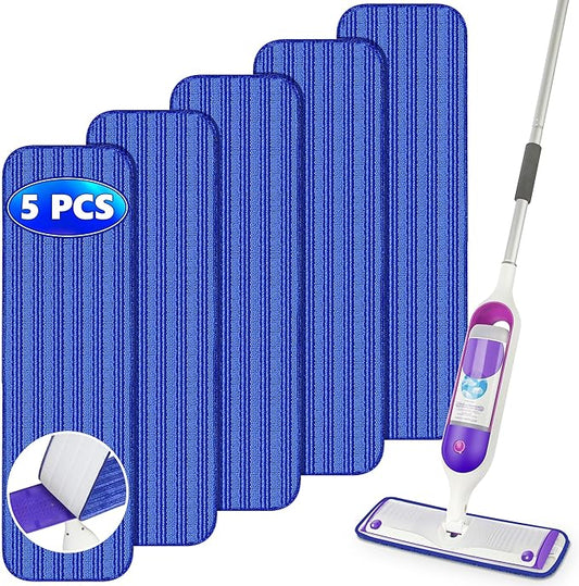 Reusable Mop Pads Compatible with Swiffer PowerMop, Microfiber Mop Pads Refills Mop Heads Replacement for Swiffer Mop Spray Mop Floor Mop, Washable Reusable Floor Mopping Refills, 5 Pack