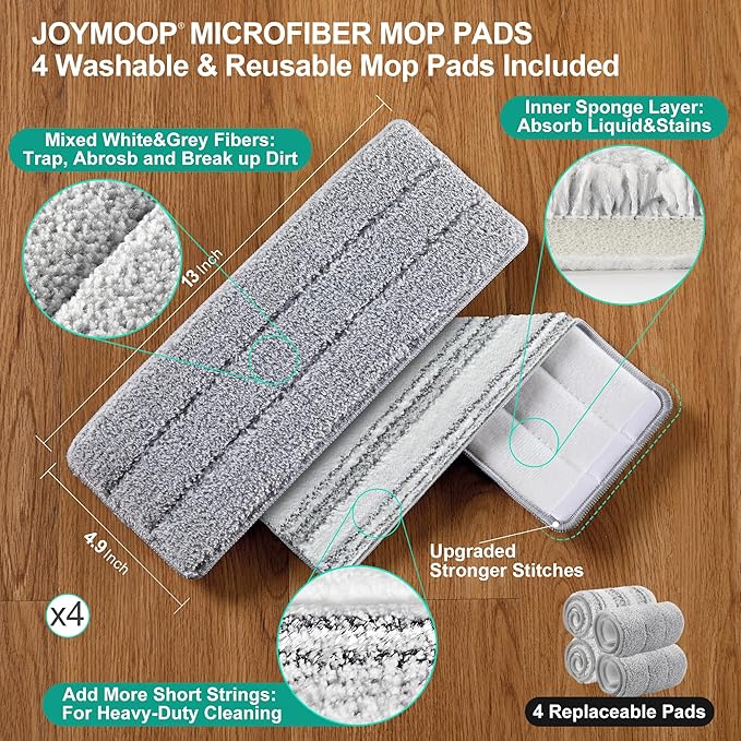 JOYMOOP Mop and Bucket with Wringer Set with Colorful Compressed Sponges, Househould Cleaning Tool of Floor Mop and Cellulose Sponges
