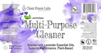 All-Natural Multi-Purpose Cleaner. Safe for Sensitive Skin. Plant Based, Non-Toxic, Biodegradable. Safe for Babies. Refill size. Lavender Scented. One Gallon