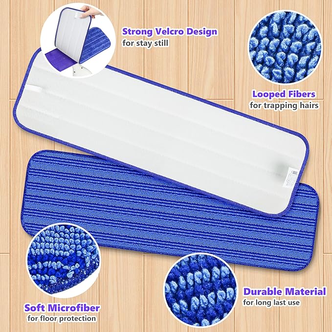 Reusable Mop Pads Compatible with Swiffer PowerMop, Microfiber Mop Pads Refills Mop Heads Replacement for Swiffer Mop Spray Mop Floor Mop, Washable Reusable Floor Mopping Refills, 5 Pack