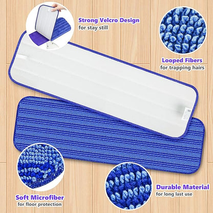 Reusable Mop Pads Compatible with Swiffer PowerMop, Microfiber Mop Pads Refills Mop Heads Replacement for Swiffer Mop Spray Mop Floor Mop, Washable Reusable Floor Mopping Refills, 5 Pack