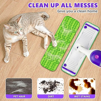 Reusable Mop Pads Compatible with Swiffer PowerMop, 4 Pack Power Mop Refill Pads Microfiber Mopping Pad Refills Washable Power Mop Pads for 13" 14" 15" Mop Multi-Surface Wood Floor Cleaning, Green