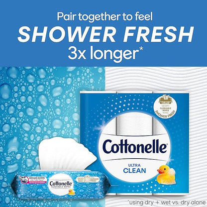 Cottonelle Flushable Wipes, 24 Individually Wrapped Packs, 14 Wipes Each Pack (336 Wipes Total)